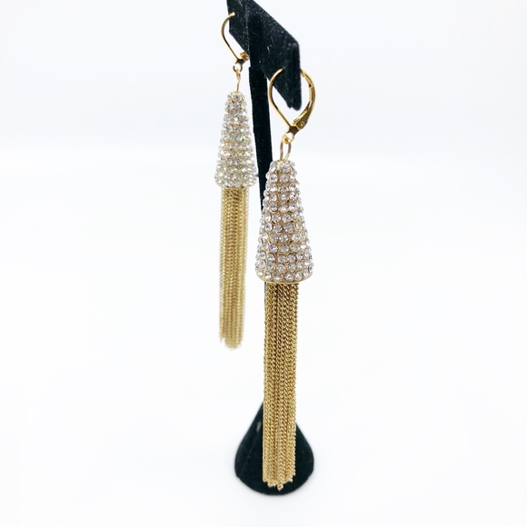 ✨sold✨ earrings • rhinestone encrusted cone tassel - Picture 3 of 4